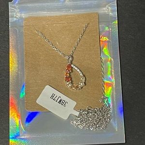 Orange and red stone sterling silver necklace